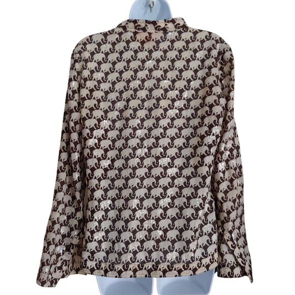 Tory Burch Lucky Elephant Sequin Playful Luxury Relaxed Fit Top 8 - Picture 2 of 9